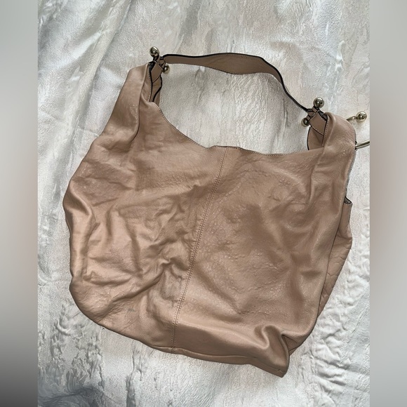 Large Beige Vince Camuto Soft Leather Hobo Bag with gold detailing - Picture 3 of 11